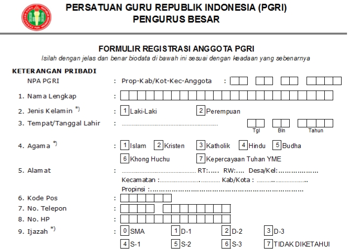 Pendaftaran PGRI Jeneponto - Persatuan Guru Republik Indonesia Cabang Jeneponto